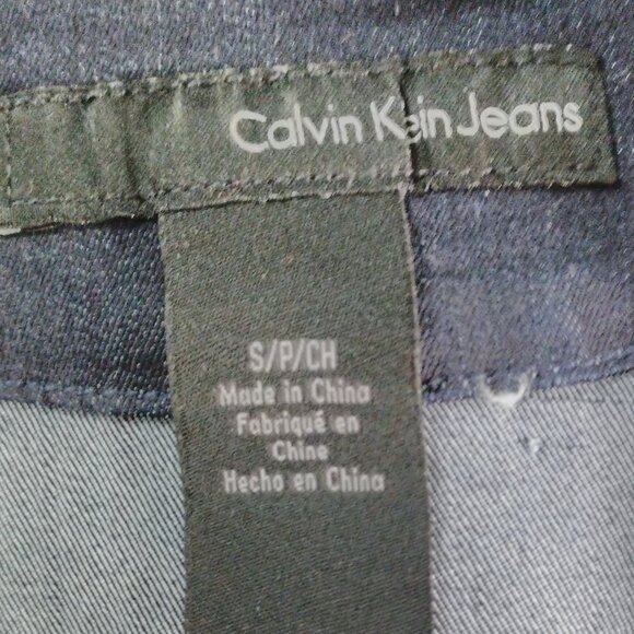 Calvin Klein Jeans Dark-Wash Stretch Denim Blazer NWOT, size S - Picture 8 of 9